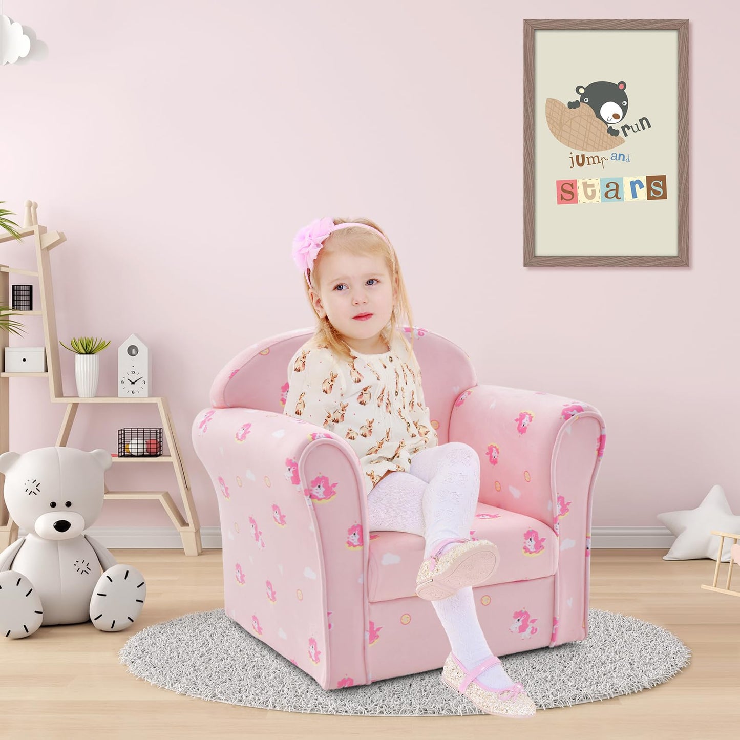 OLAKIDS Kids Sofa, Toddler Armchair Chair with Sturdy Wood Construction, Upholstered Children Armrest Couch