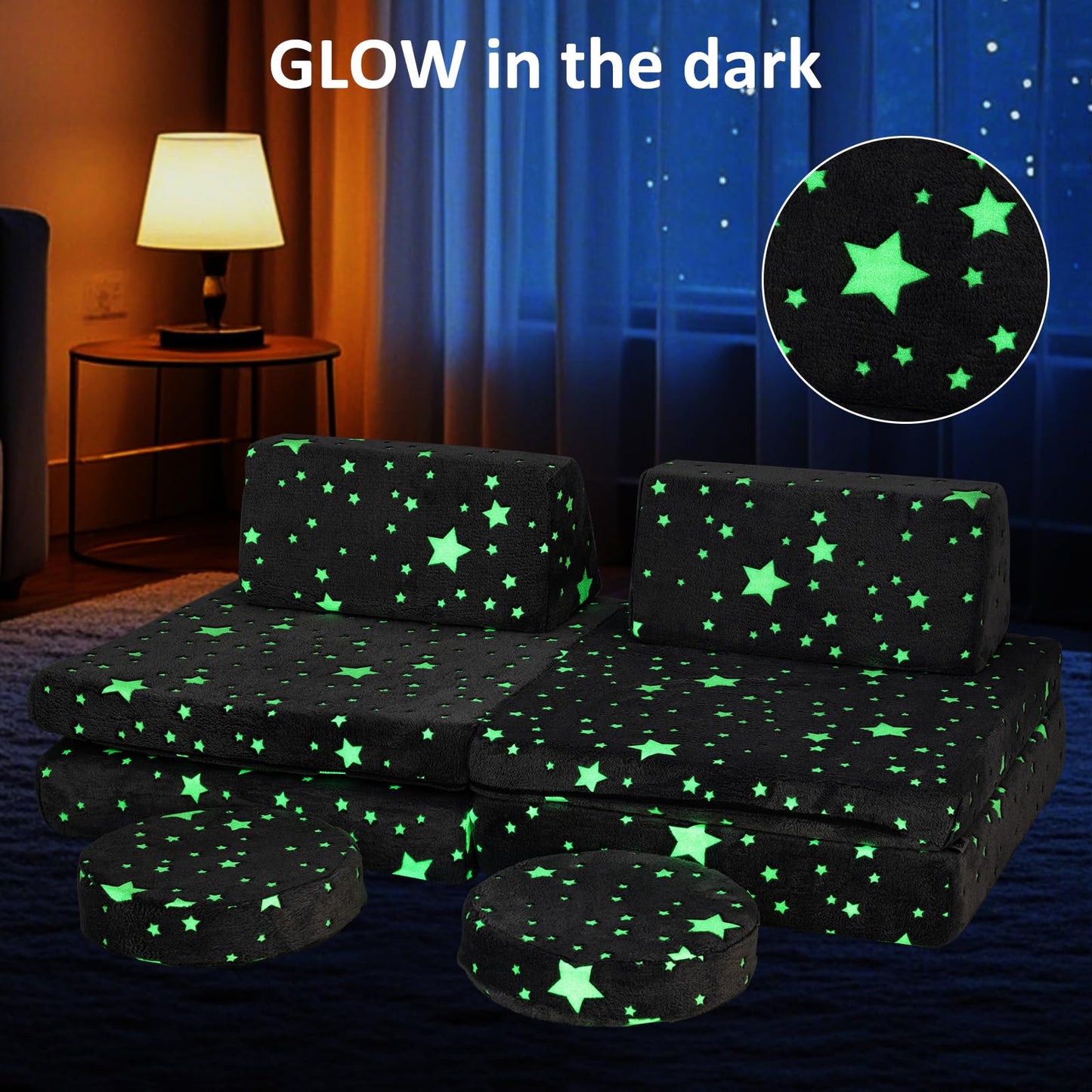 OLAKIDS Modular Kids Play Couch, 6 PCS Toddler Creative Sectional Fort Building Sofa for Playroom, Bedroom