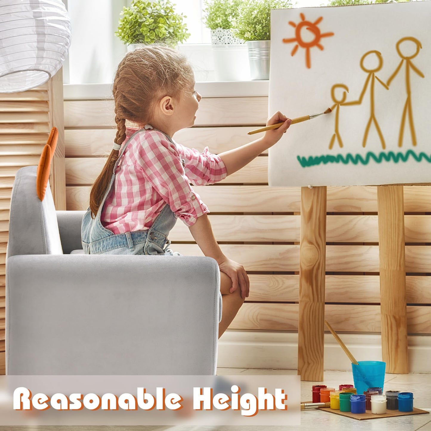 OLAKIDS Kids Sofa, Children Armrest Chair with Sturdy Wood Construction and Dutch Velvet