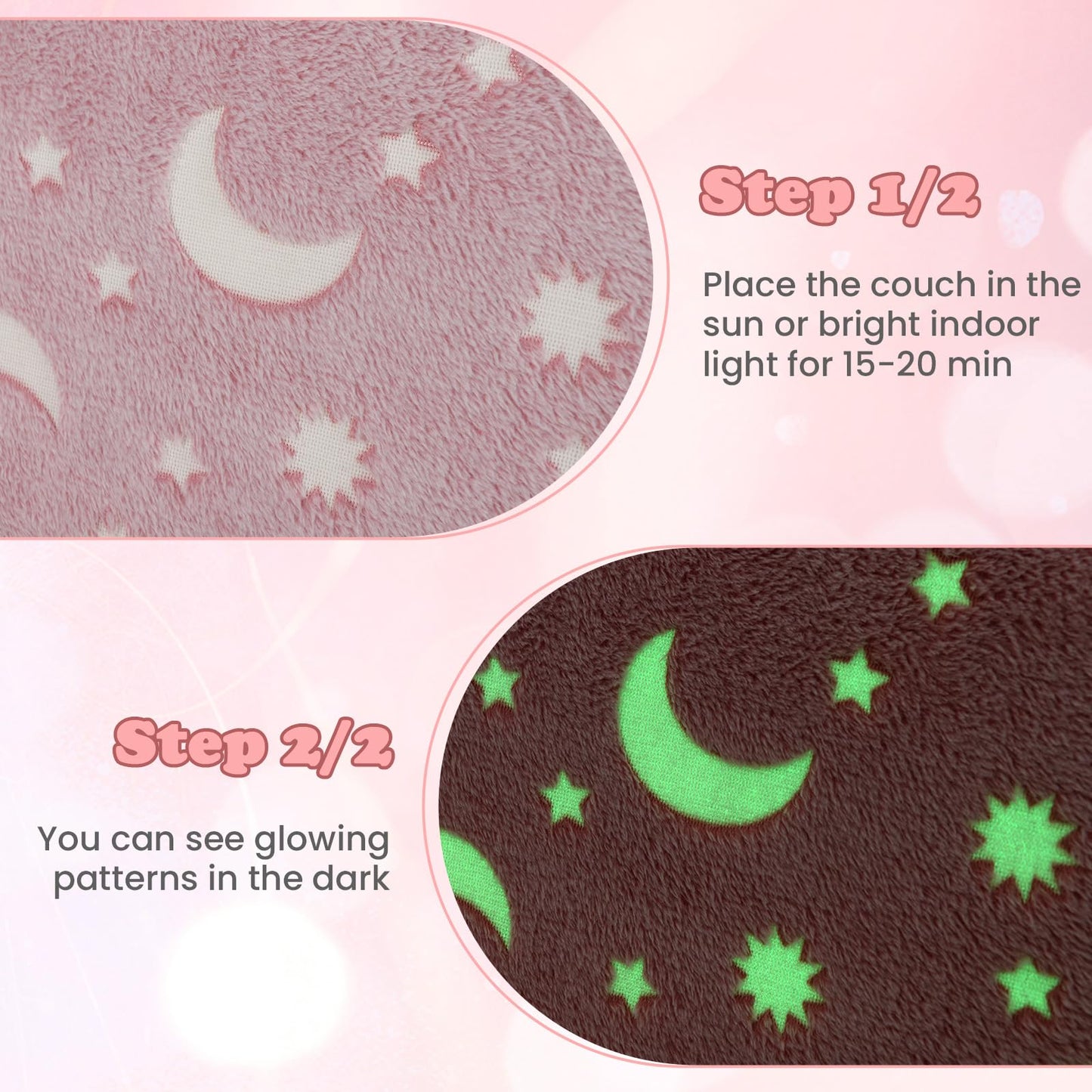 OLAKIDS Kids Sofa with Glow in The Dark, Toddler Rocking Chair, Upholstered Comfy Foam Children Chair for Kindergarten Playroom