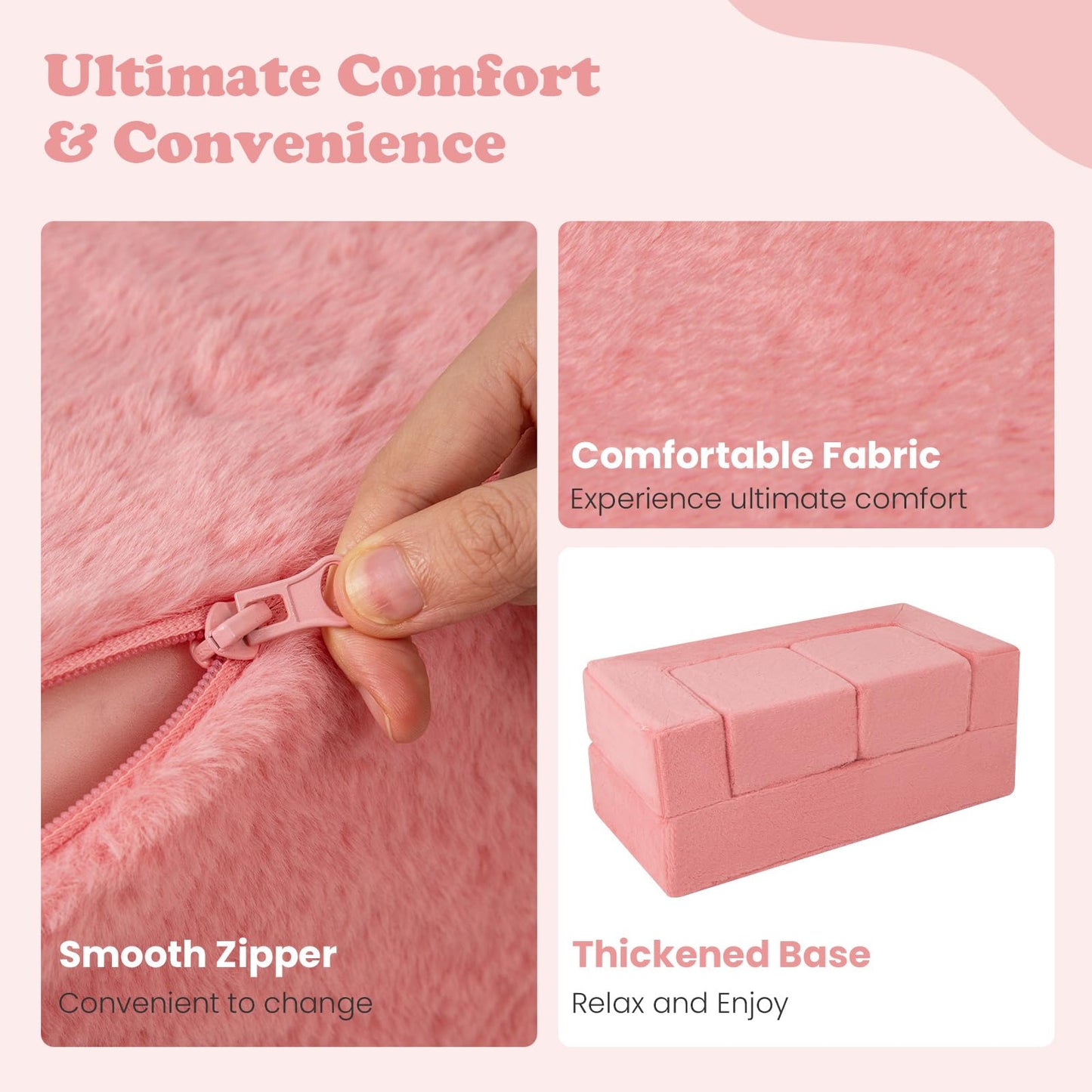 OLAKIDS Modular Kids Play Couch, Toddler Sectional Fort Building Sofa for Playroom, Bedroom, Convertible Soft Foam Furniture