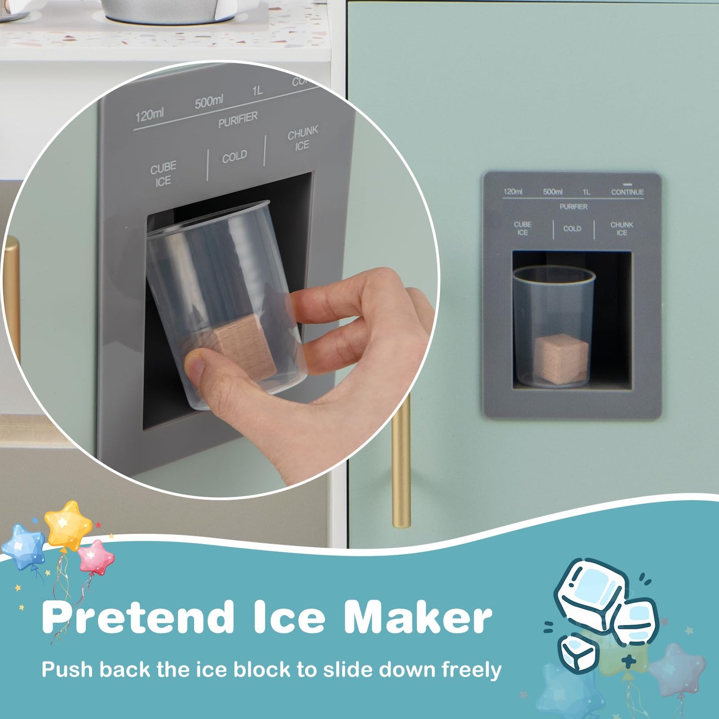 OLAKIDS Kids Kitchen Playset, Toddler Wooden Kitchen Pretend Cooking Toy Set with Coffee Maker