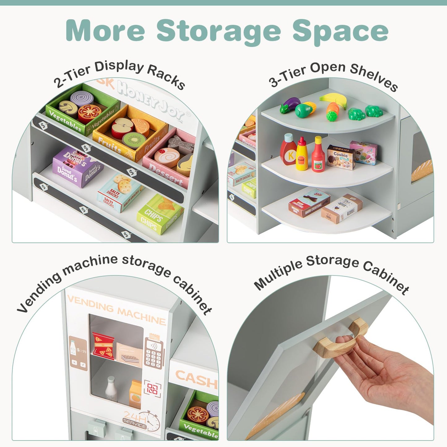 OLAKIDS Grocery Store Playset, Kids Play Store, Wooden Supermarket Playset, Pretend Play Store Gift for Toddler