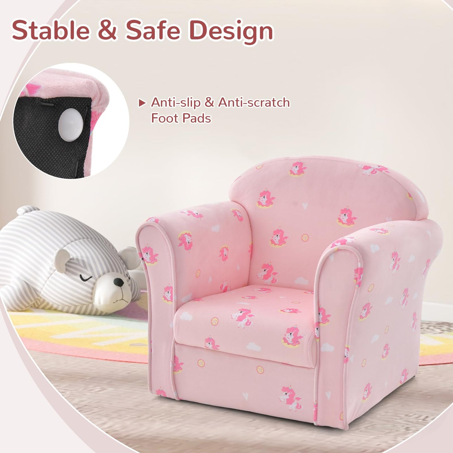 OLAKIDS Kids Sofa, Toddler Armchair Chair with Sturdy Wood Construction, Upholstered Children Armrest Couch