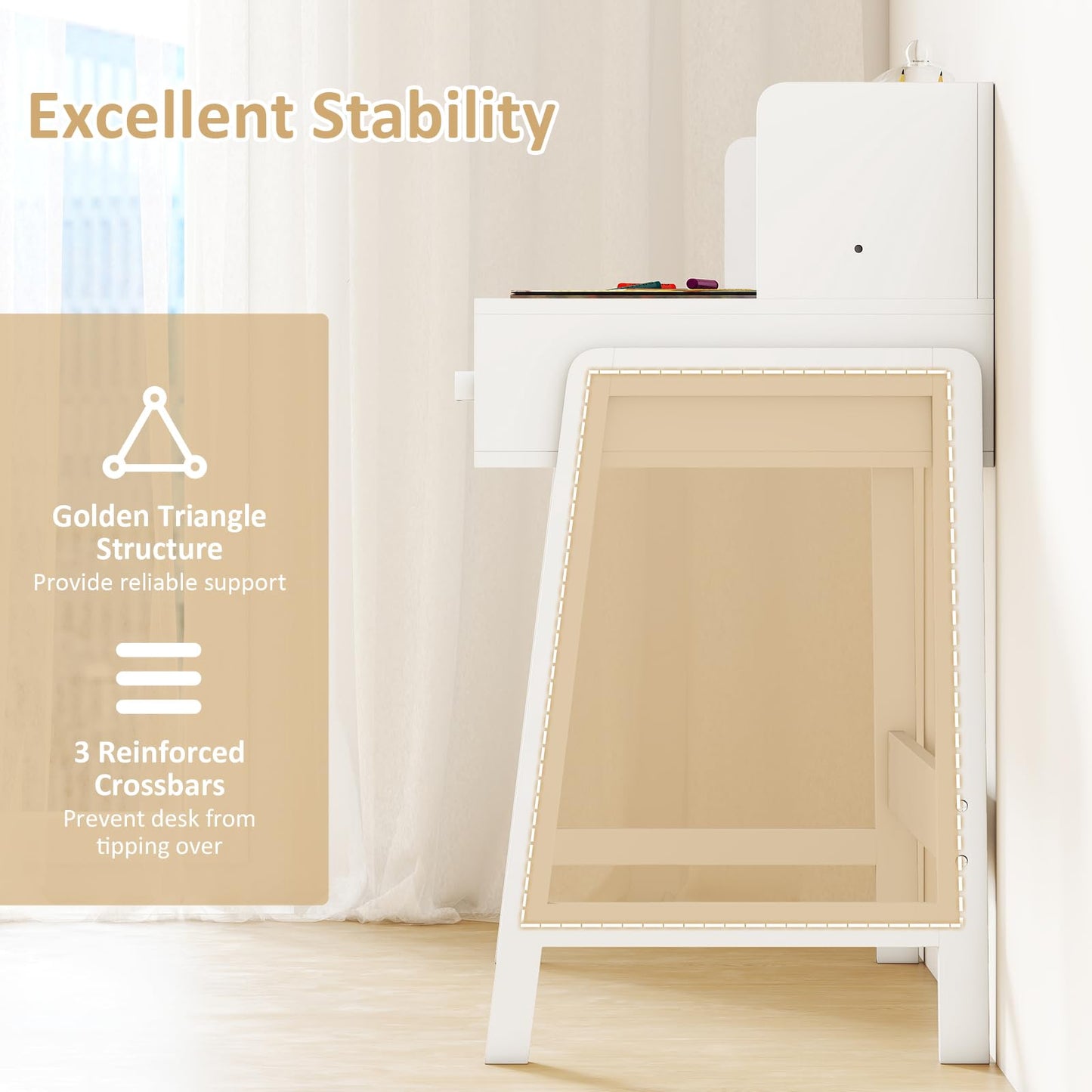 OLAKIDS Table and Chair Set, Toddler Wooden Student Study Desk with Chair Storage Hutch Compartments Drawers