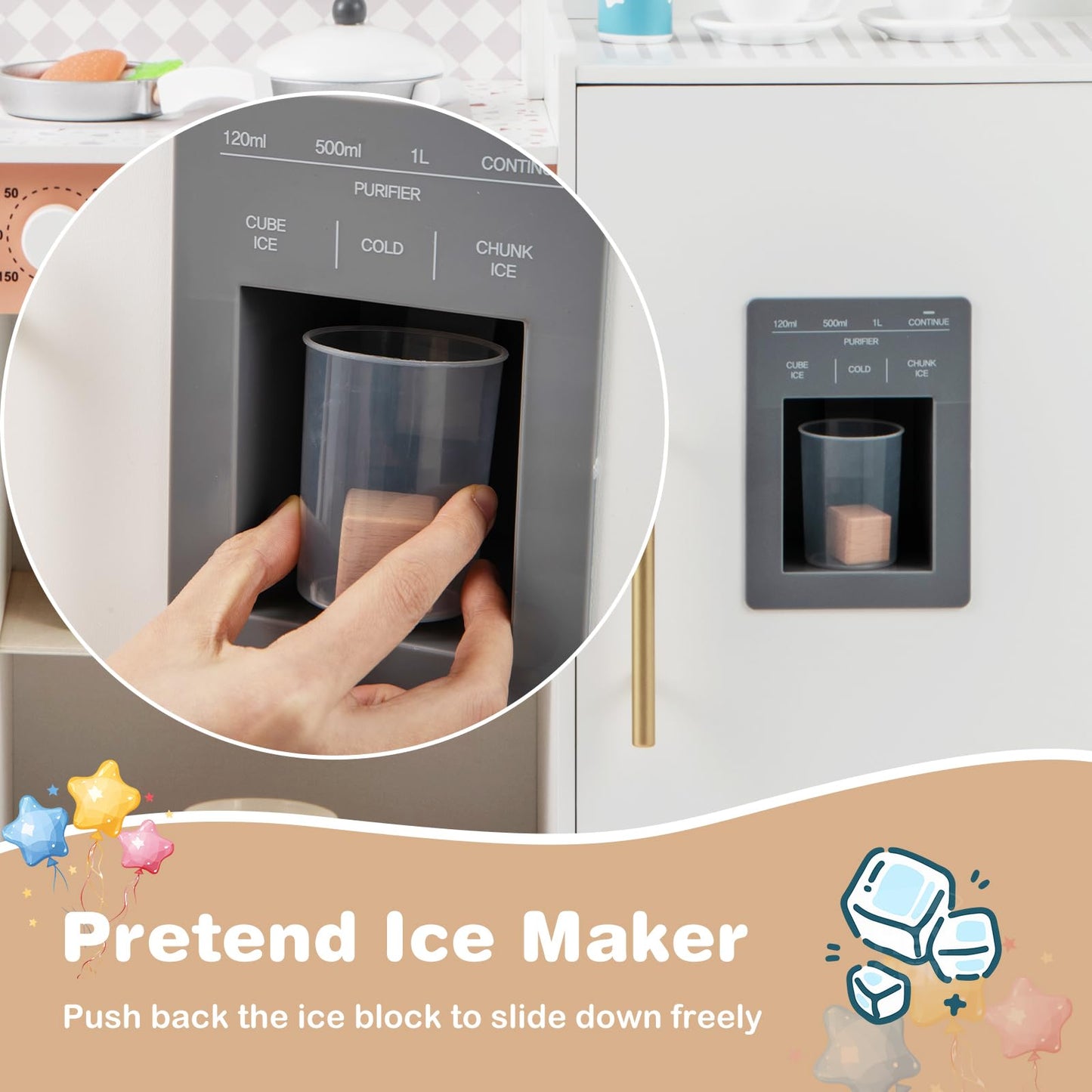 OLAKIDS Kids Kitchen Playset, Toddler Wooden Kitchen Pretend Cooking Toy Set with Coffee Maker