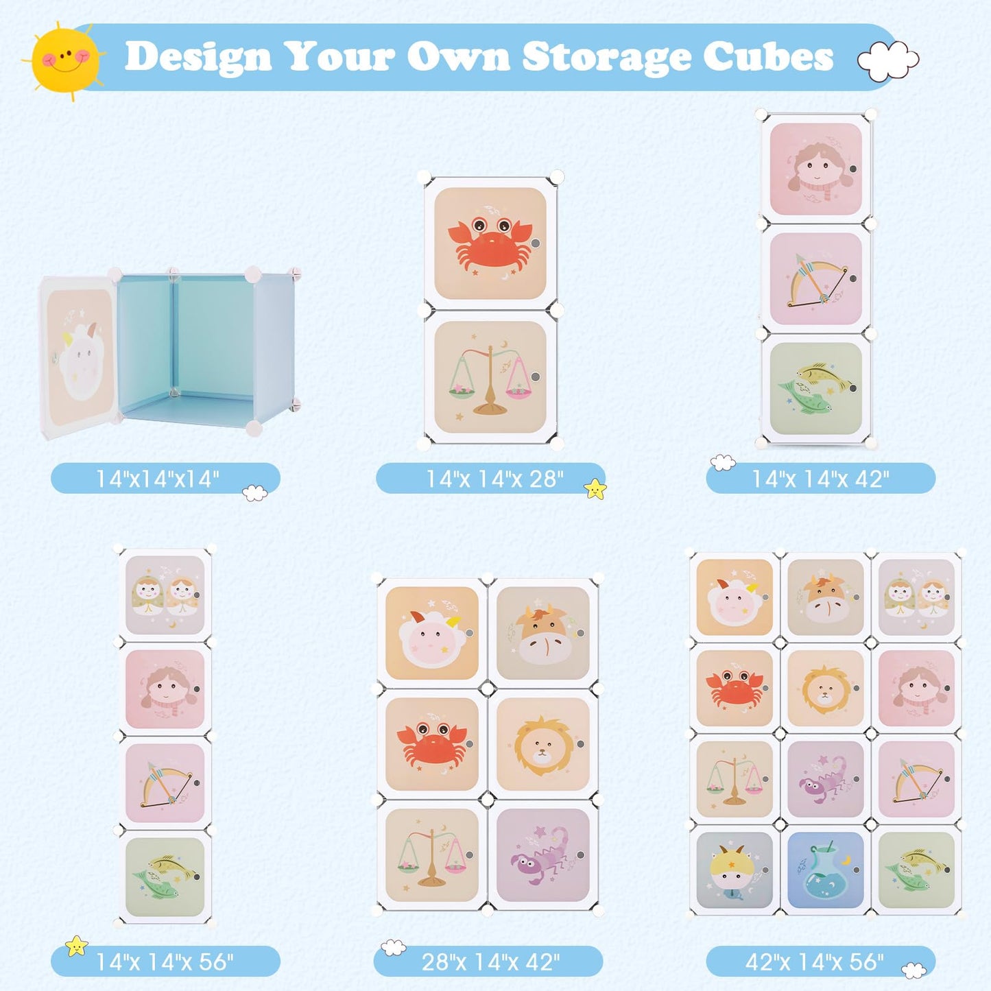 OLAKIDS Children Wardrobe, Kid Closet Portable Baby Dresser Cute for Kids Bedroom Nursery Armoire with Doors