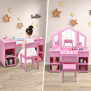 OLAKIDS Kids Vanity, 2 in 1 Princess Makeup Desk and Chair Set