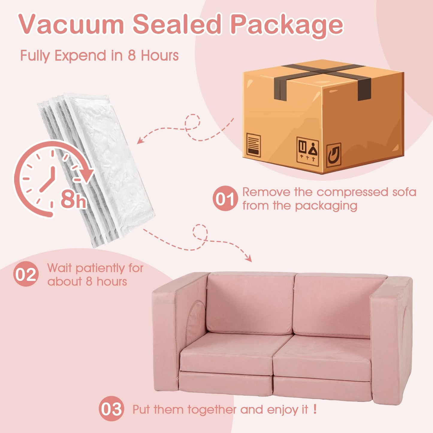 OLAKIDS Modular Kids Play Couch, 8 PCS Toddler Creative Sectional Fort Building Sofa