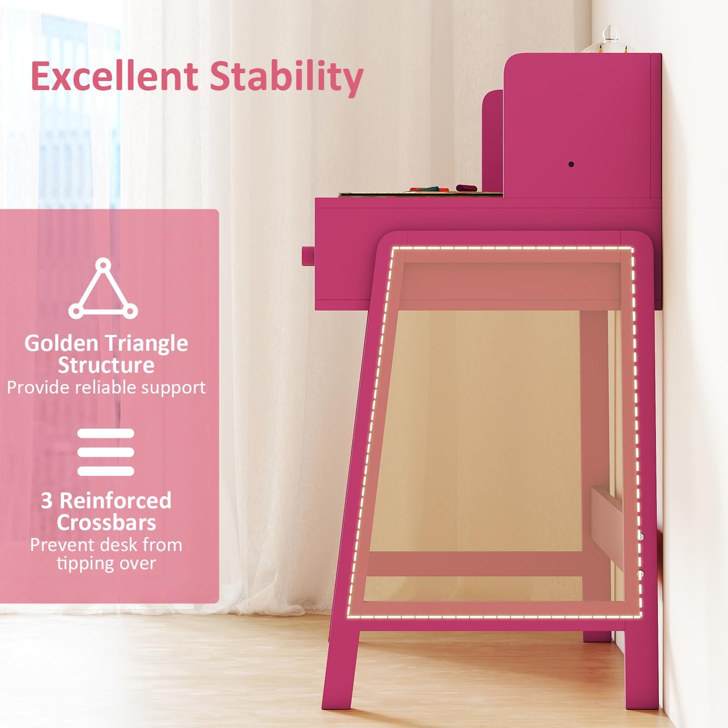 OLAKIDS Table and Chair Set, Toddler Wooden Student Study Desk with Chair Storage Hutch Compartments Drawers