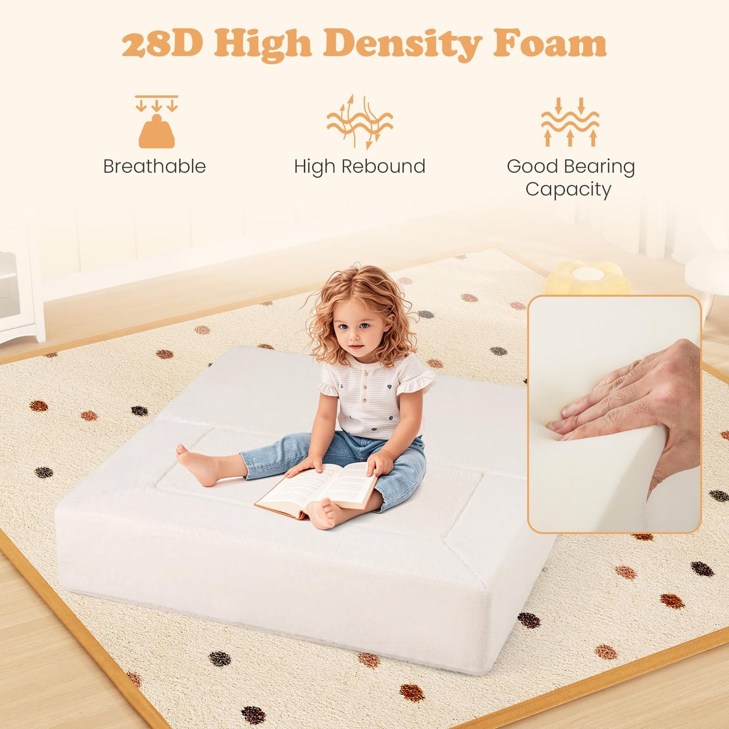 OLAKIDS Modular Kids Play Couch, Toddler Sectional Fort Building Sofa for Playroom, Bedroom, Convertible Soft Foam Furniture