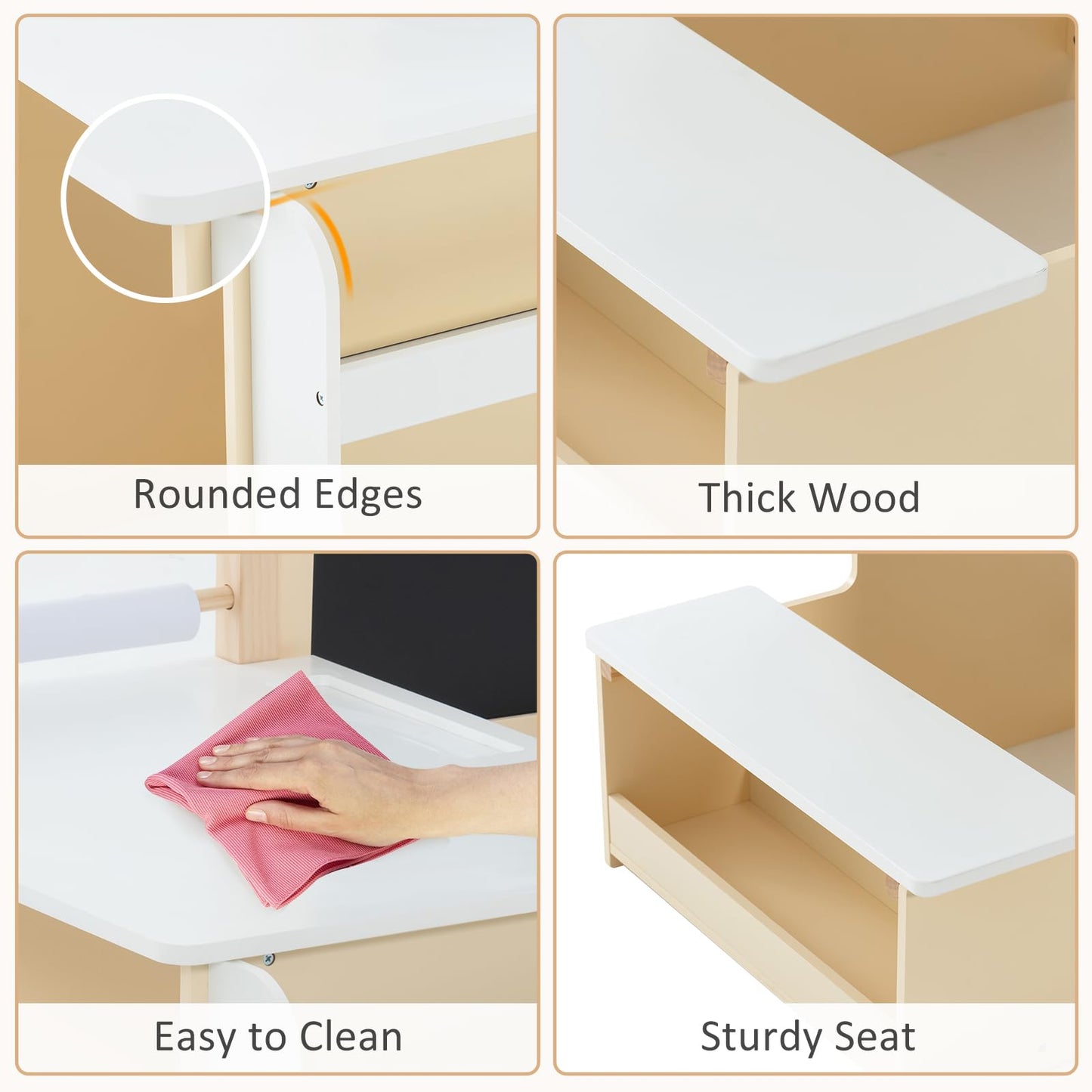 OLAKIDS 3 in 1 Kids Art Table and Chair Set, Toddler Wood Activity Desk with Double-Sided Easel, Children Furniture