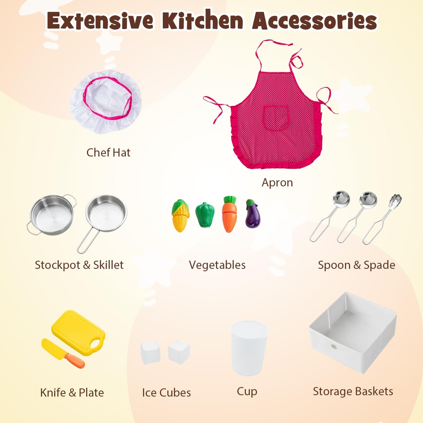 OLAKIDS Corner Kids Kitchen Playset, Ultimate Wooden Pretend Cooking Toy Set with Real Running Water