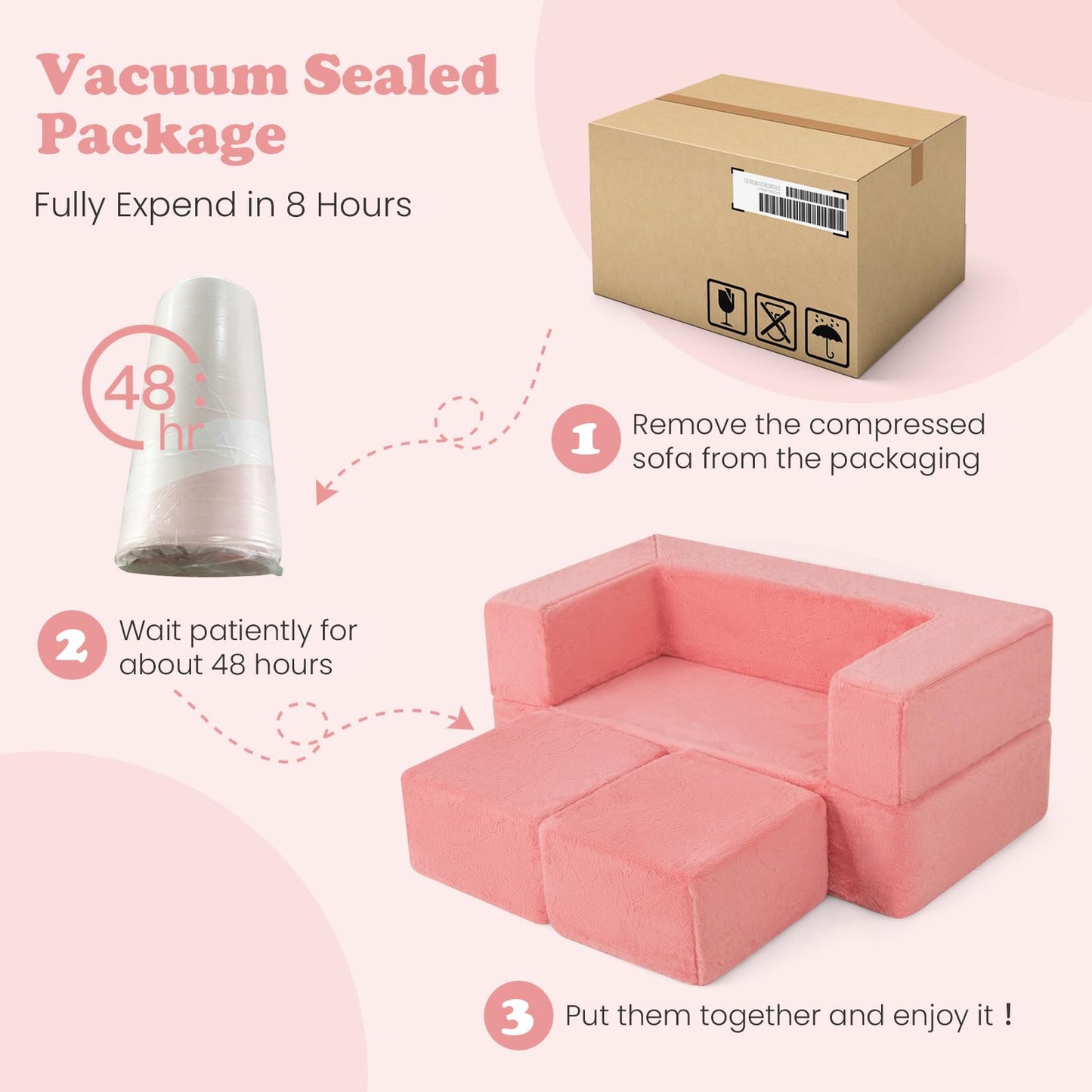 OLAKIDS Modular Kids Play Couch, Toddler Sectional Fort Building Sofa for Playroom, Bedroom, Convertible Soft Foam Furniture