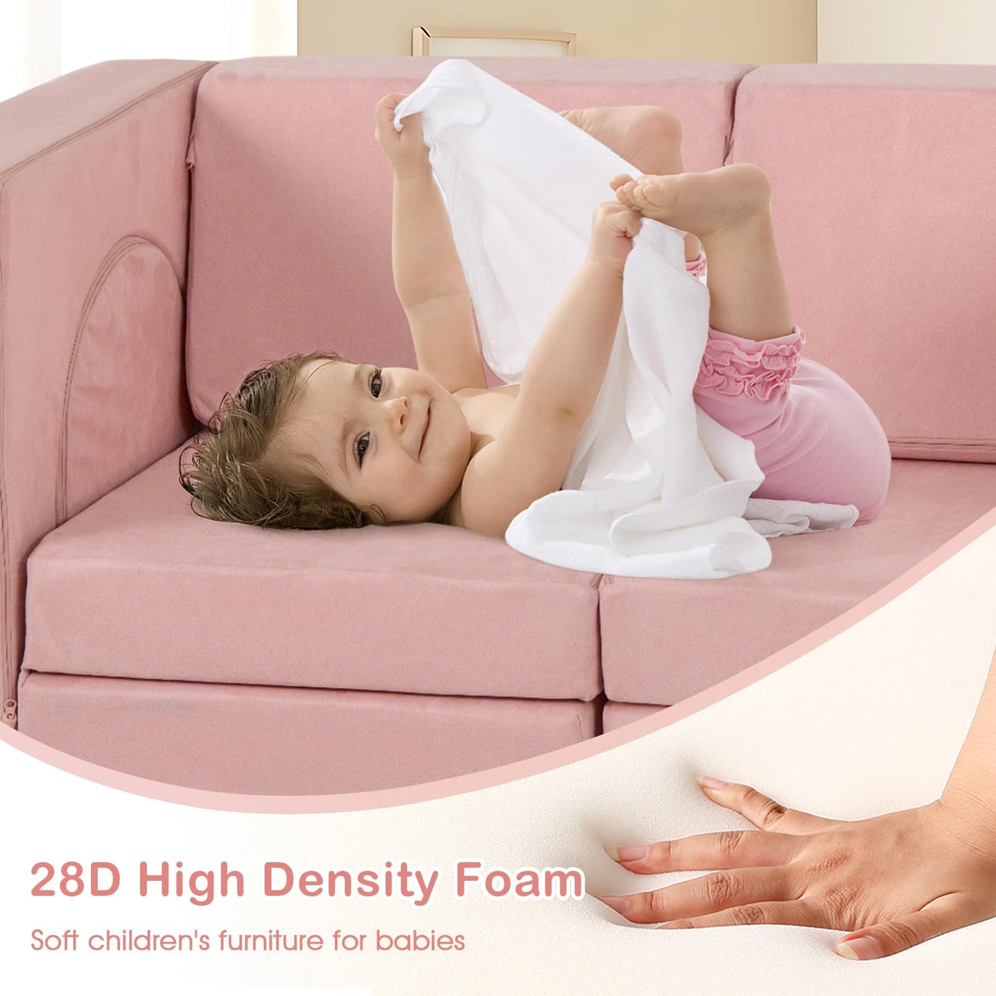 OLAKIDS Modular Kids Play Couch, 8 PCS Toddler Creative Sectional Fort Building Sofa