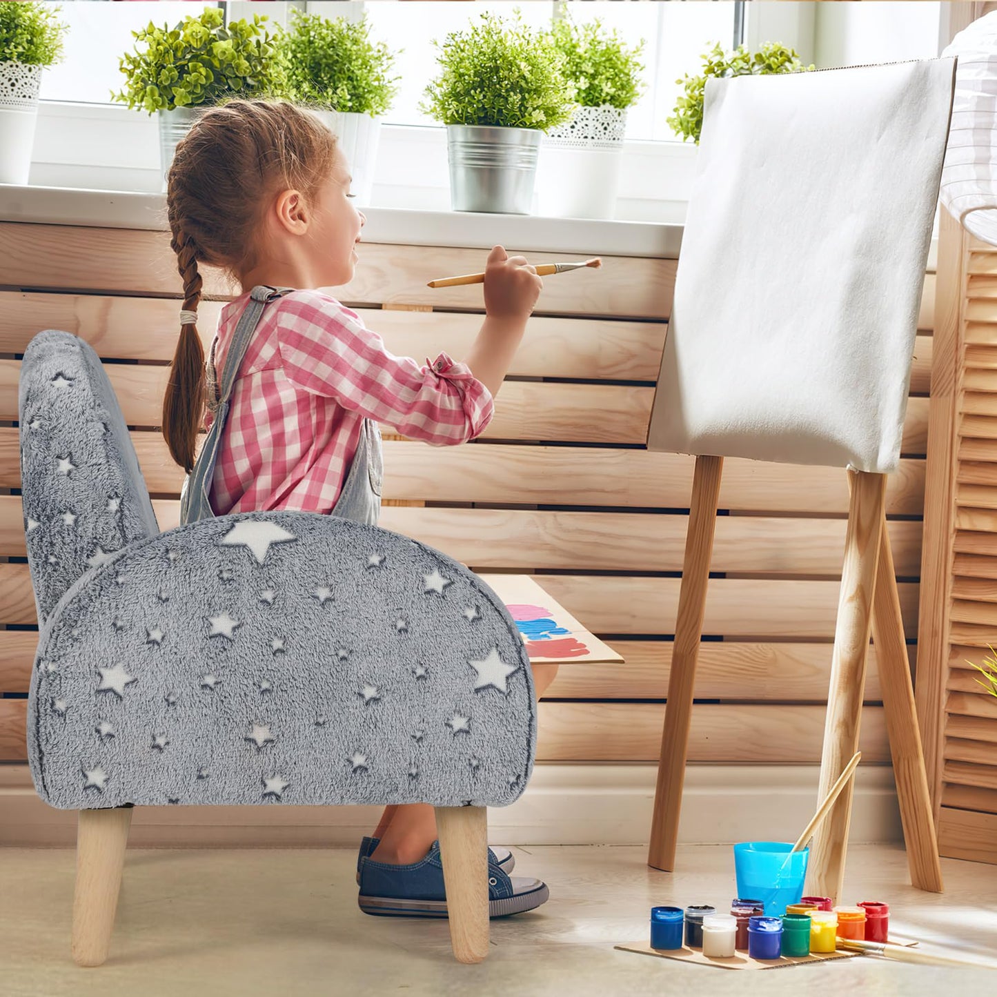 OLAKIDS Kids Sofa with Glow in The Dark, Toddler Armchair Couch, Upholstered Comfy Foam Children Chair for Kindergarten Playroom