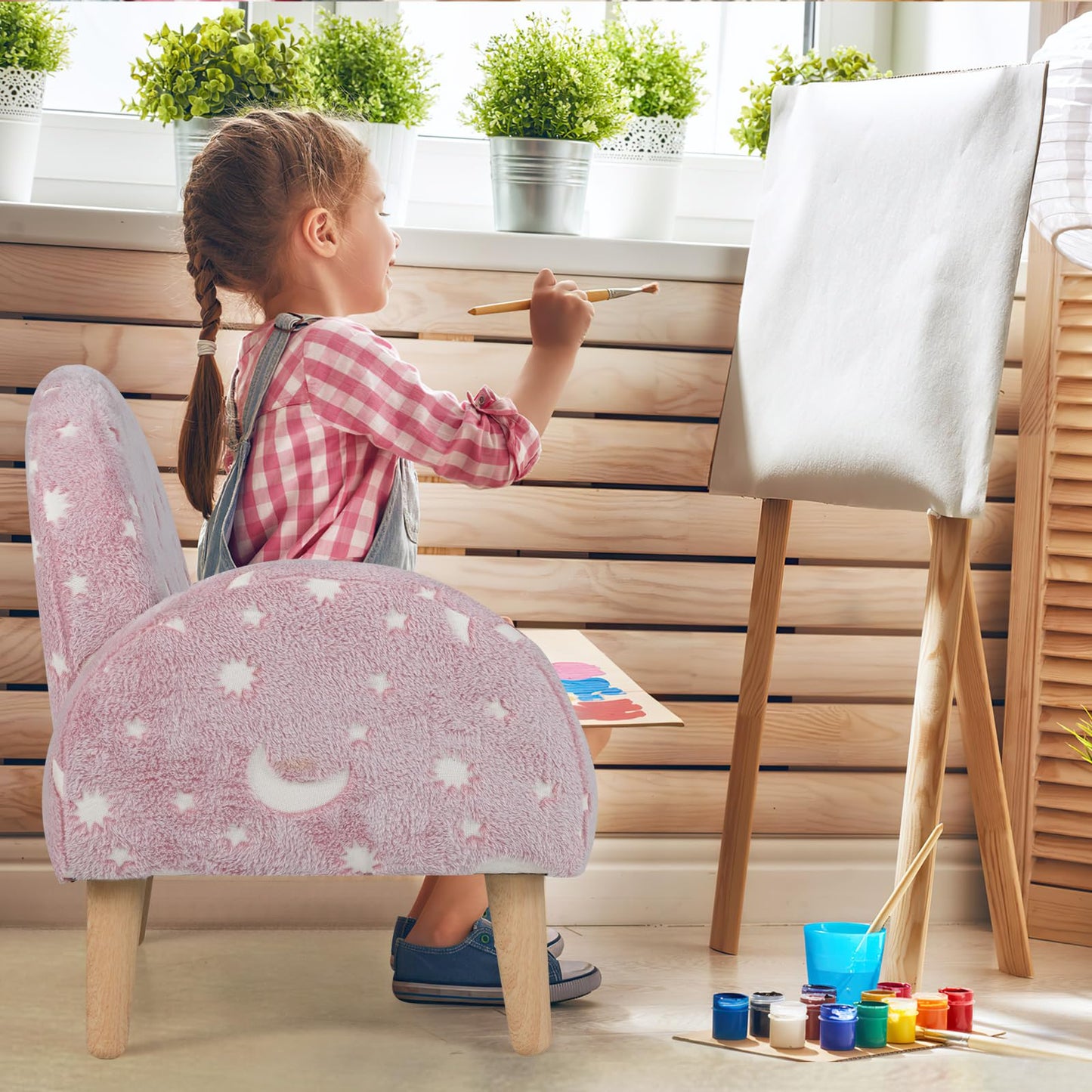 OLAKIDS Kids Sofa with Glow in The Dark, Toddler Armchair Couch, Upholstered Comfy Foam Children Chair for Kindergarten Playroom