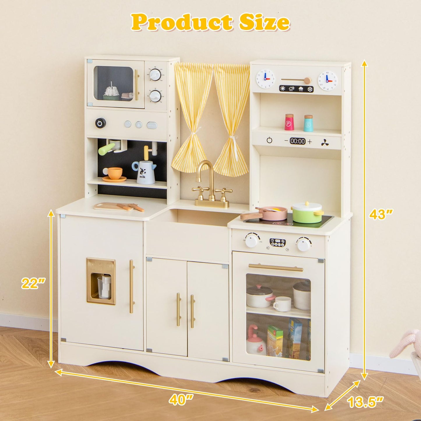 OLAKIDS Kids Kitchen Playset Cooking Toy Kitchen Set with Coffee Machine Stove Removable Sink Microwave Storage Cabinet