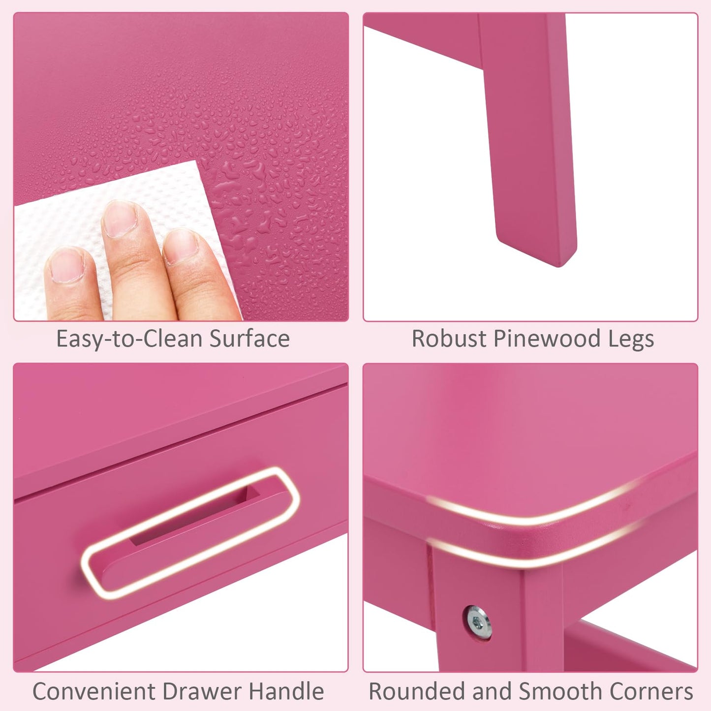 OLAKIDS Table and Chair Set, Toddler Wooden Student Study Desk with Chair Storage Hutch Compartments Drawers