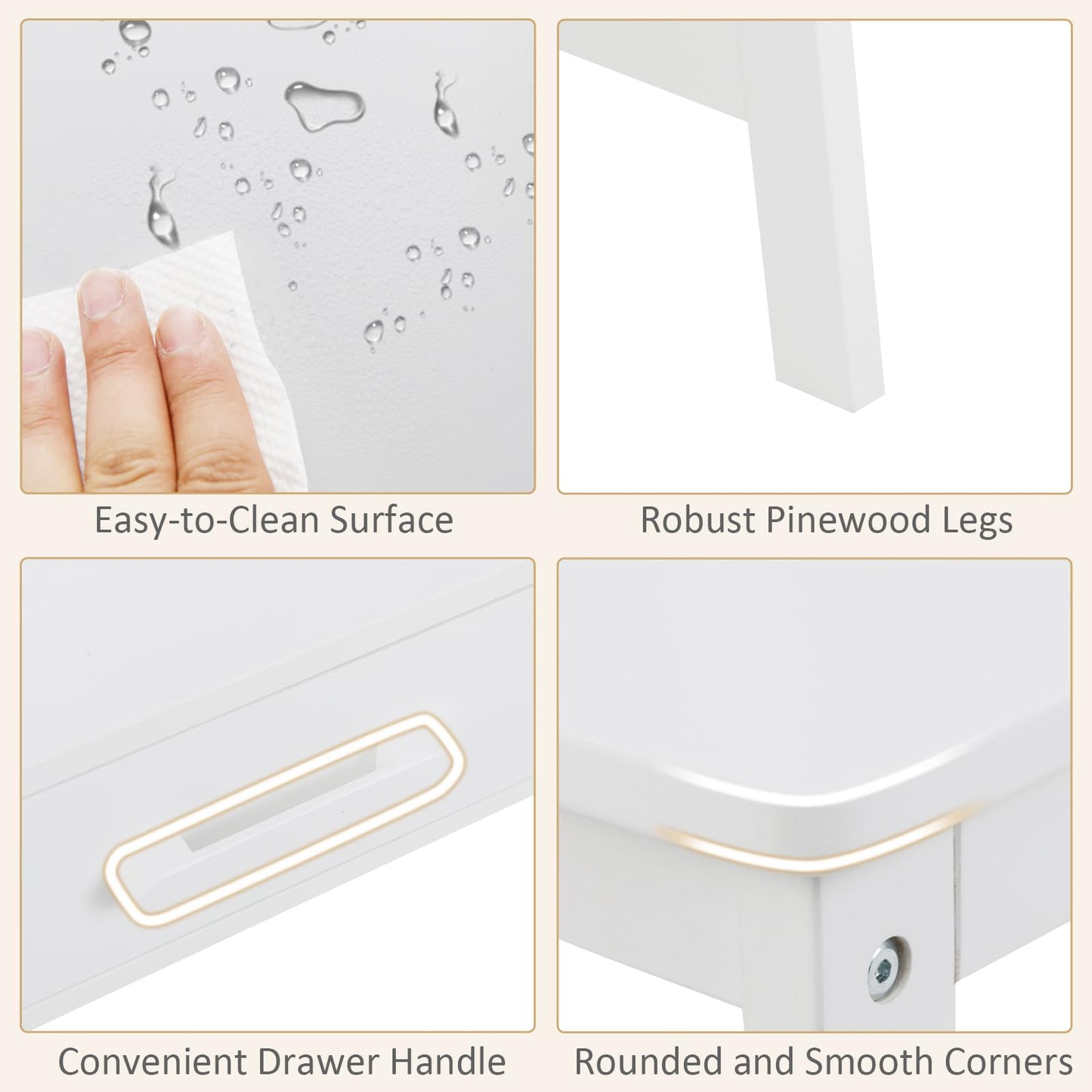 OLAKIDS Table and Chair Set, Toddler Wooden Student Study Desk with Chair Storage Hutch Compartments Drawers