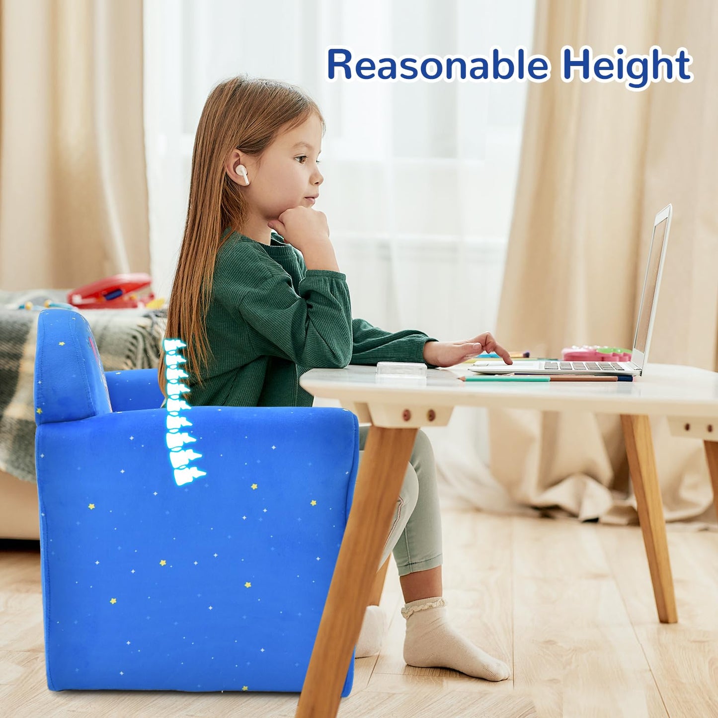 OLAKIDS Kids Sofa, Toddler Armchair Chair with Sturdy Wood Construction, Upholstered Children Armrest Couch