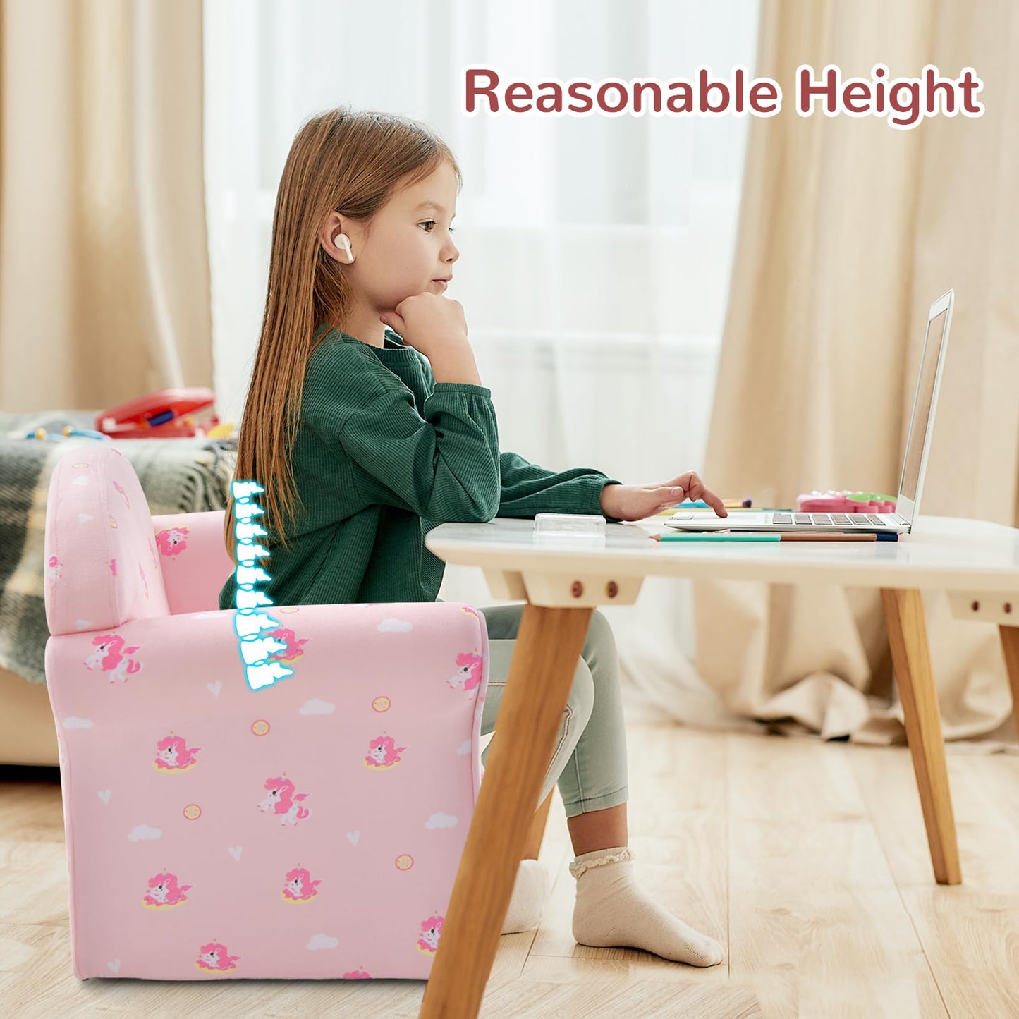 OLAKIDS Kids Sofa, Toddler Armchair Chair with Sturdy Wood Construction, Upholstered Children Armrest Couch