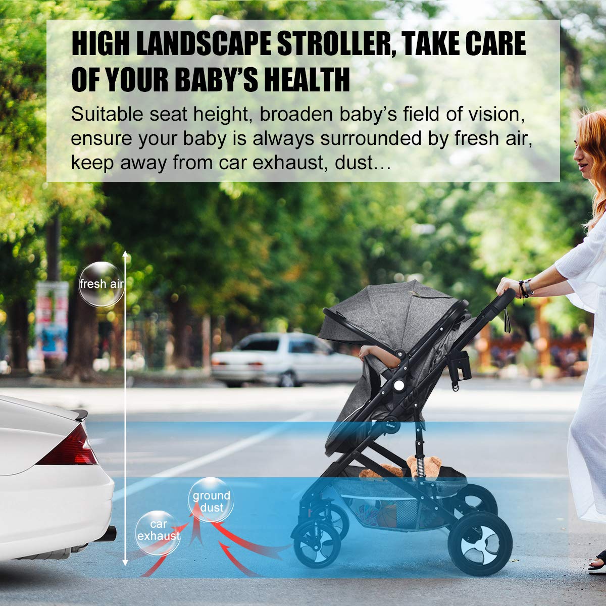 2-in-1 High Landscape Convertible Reversible Infant Baby Stroller OLAKIDS