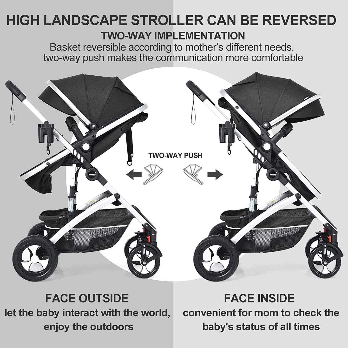 2-in-1 High Landscape Convertible Reversible Infant Baby Stroller OLAKIDS