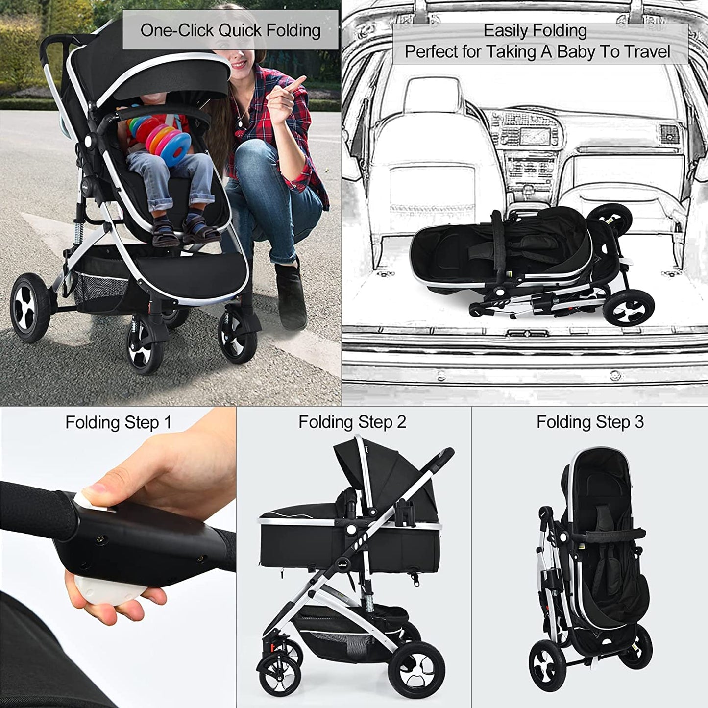 2-in-1 High Landscape Convertible Reversible Infant Baby Stroller OLAKIDS