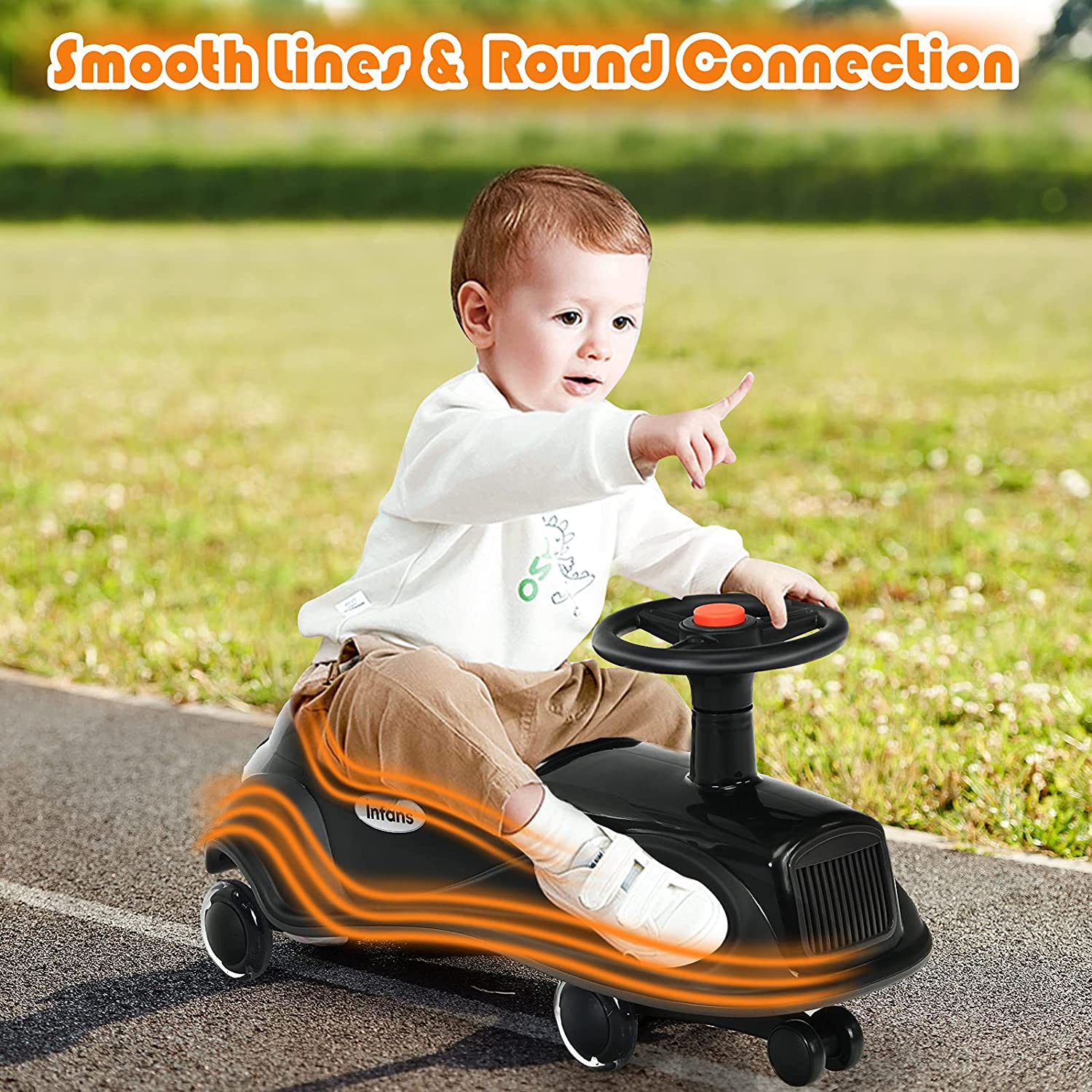 Ride On Toy w/LED Flashing Wheels wiggle Car for Toddlers OLAKIDS