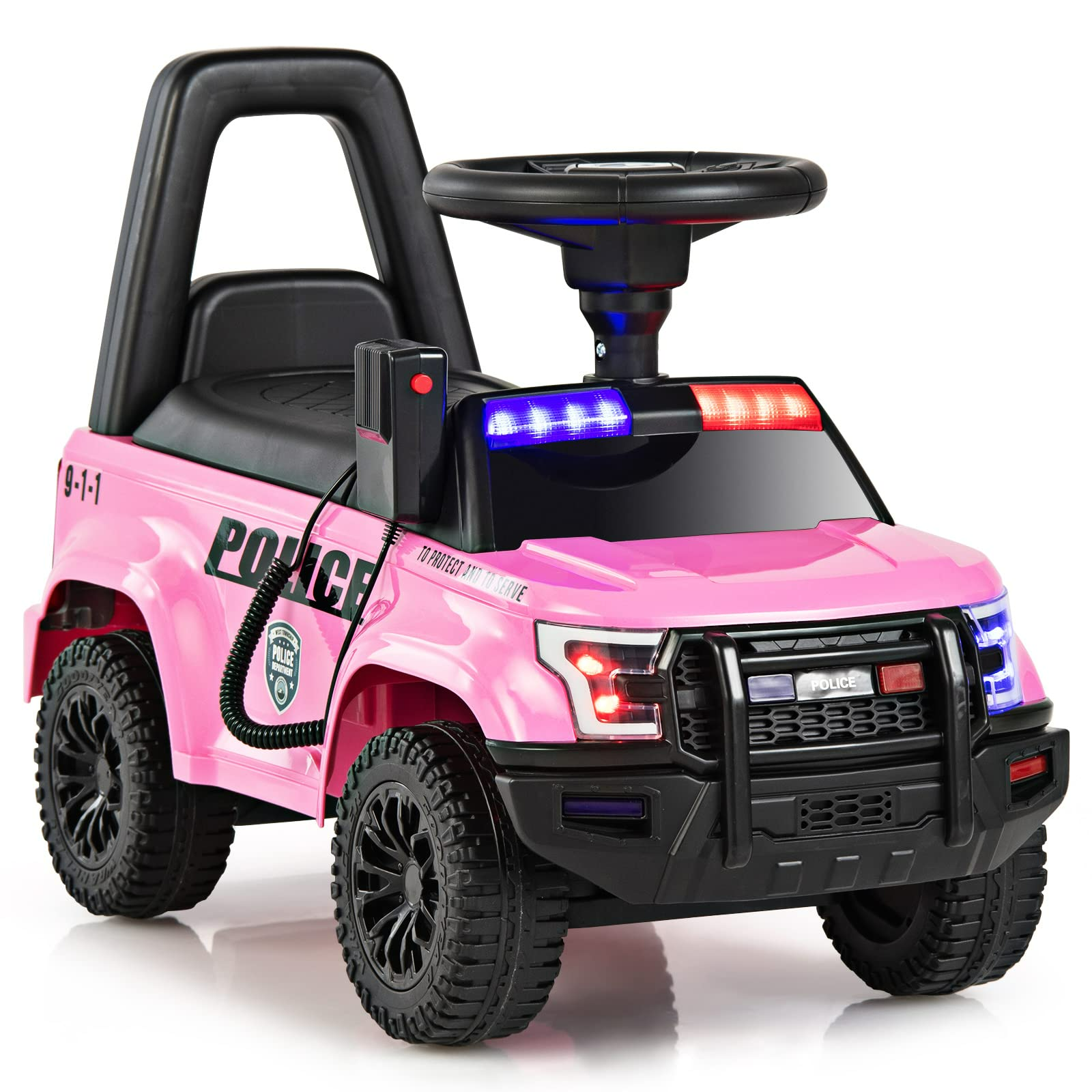 OLAKIDS Ride On Push Police Car Toddler Foot to Floor Sliding Toy wit