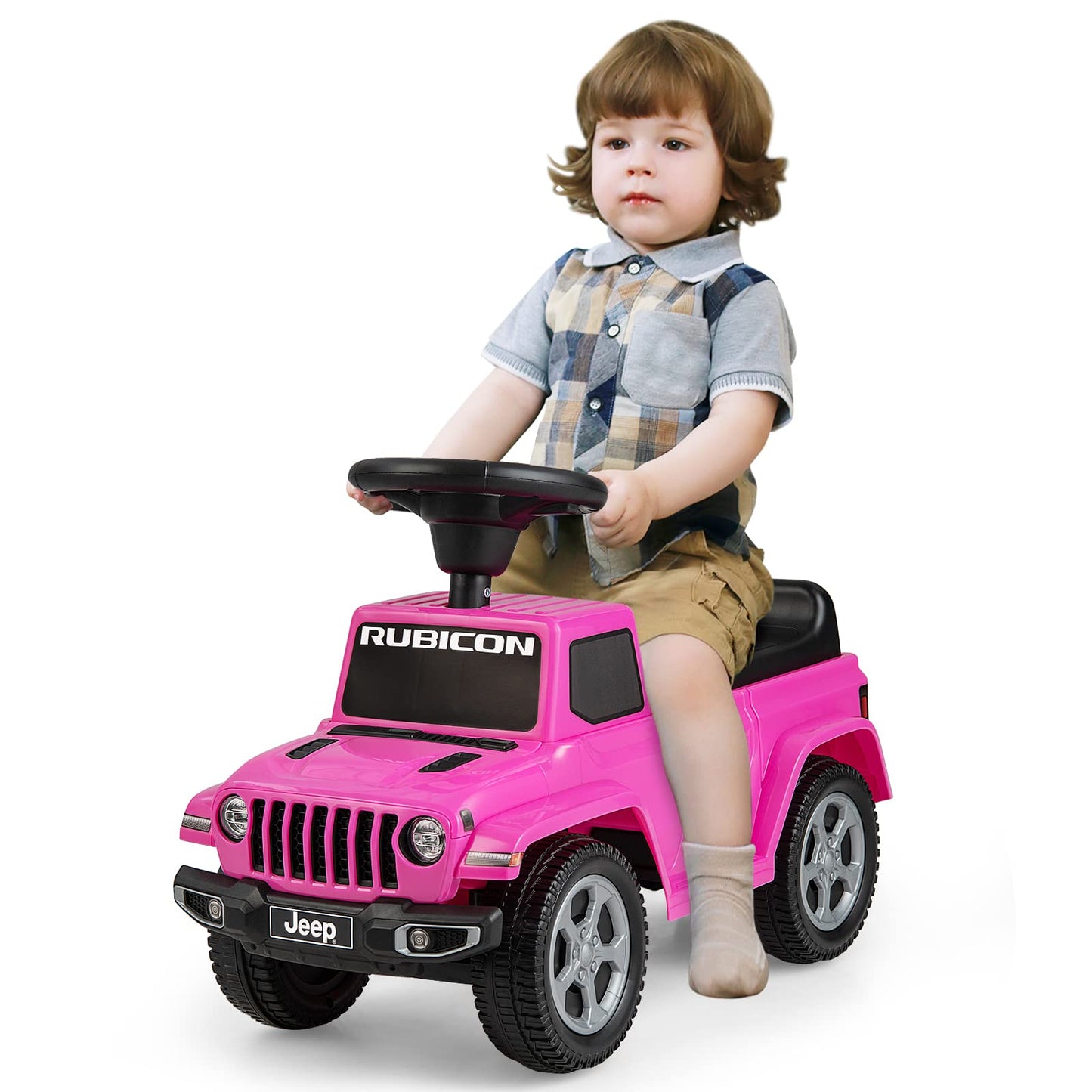 OLAKIDS Kids Ride on Push Car, Licensed Jeep Foot-to-Floor Sliding Toddler Toy with Engine Sound