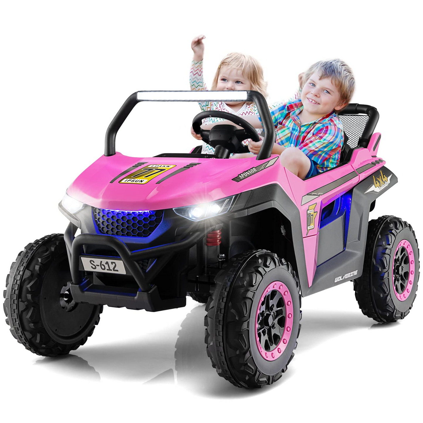 2 Seater Kids Ride On Car, 12V Electric Truck UTV with Remote Control OLAKIDS