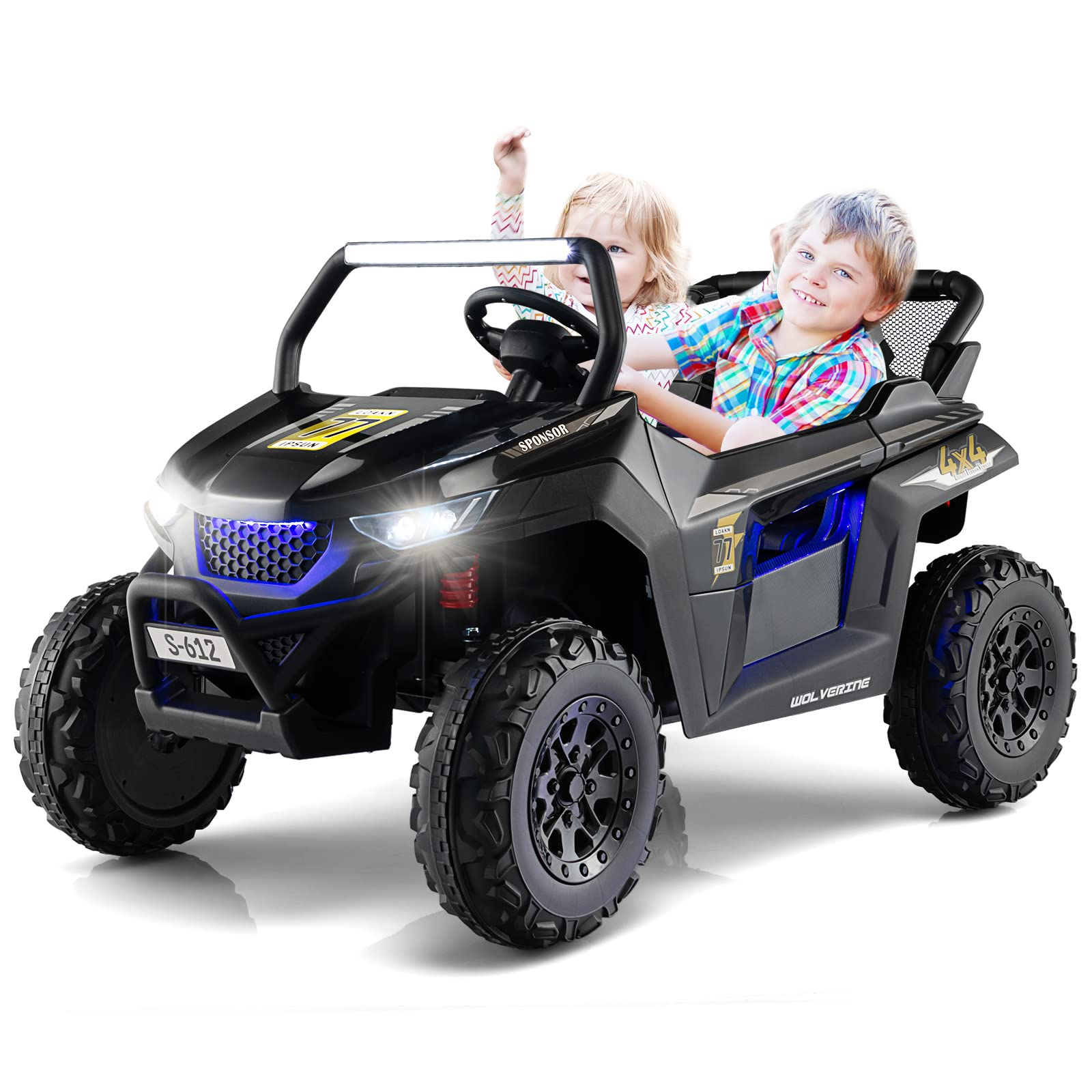 2 Seater Kids Ride On Car, 12V Electric Truck UTV with Remote Control OLAKIDS