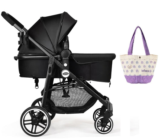OLAKIDS 2 in 1 Baby Stroller, High Landscape Infant Stroller and Reversible Bassinet Pram, Foldable Pushchair with Adjustable Canopy