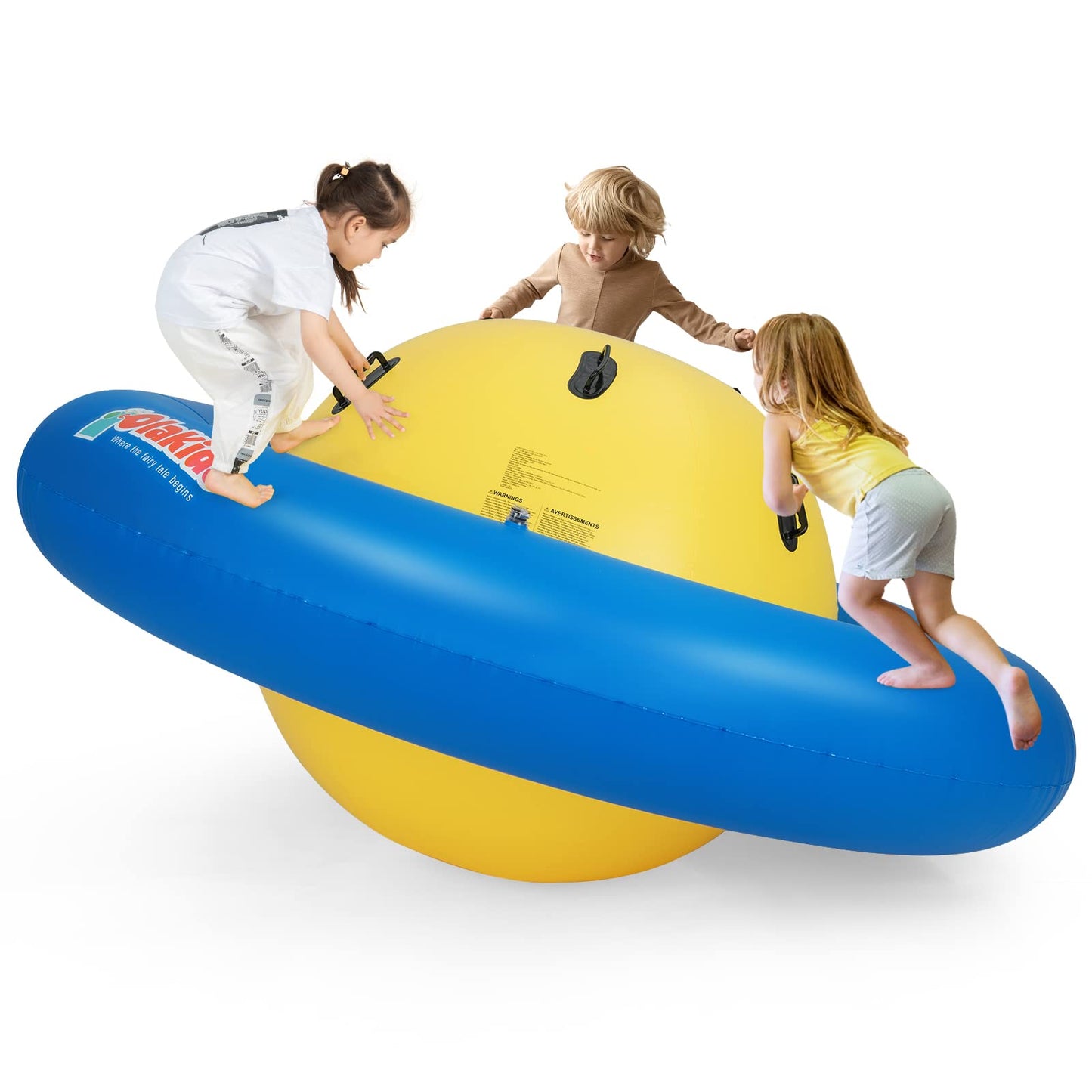 OLAKIDS 8FT Inflatable Dome Rocker Bouncer, Outdoor Kids Giant Roll and Play Seesaw Rocker with 6 Secure Handles