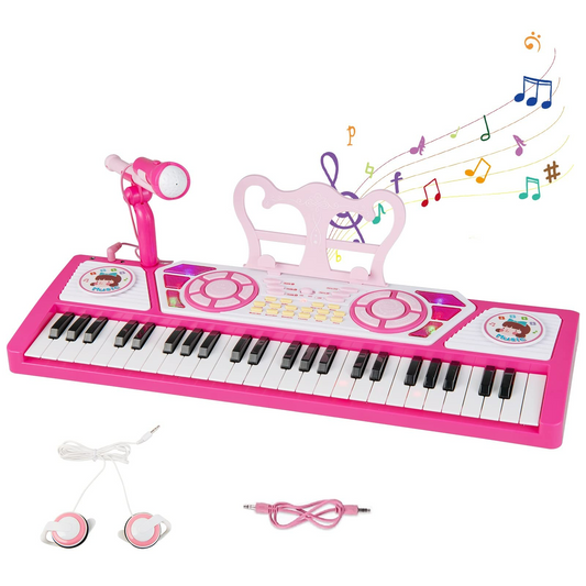 OLAKIDS 49 Keys Kids Piano Keyboard with Microphone, Portable Electronic Musical Instrument Toy OLAKIDS