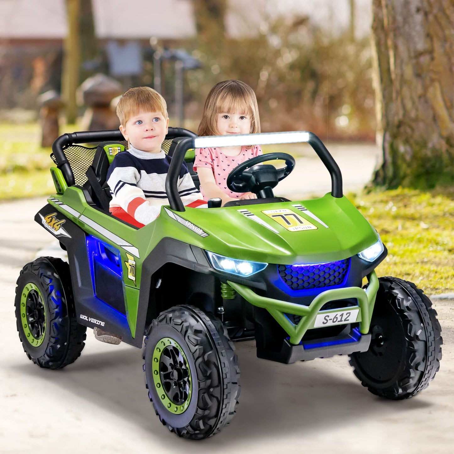 OLAKIDS 2 Seater Kids Ride on Car, 12V Electric Truck UTV with Remote Control