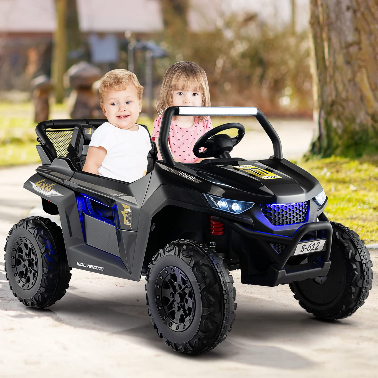 2 Seater Kids Ride On Car, 12V Electric Truck UTV with Remote Control OLAKIDS