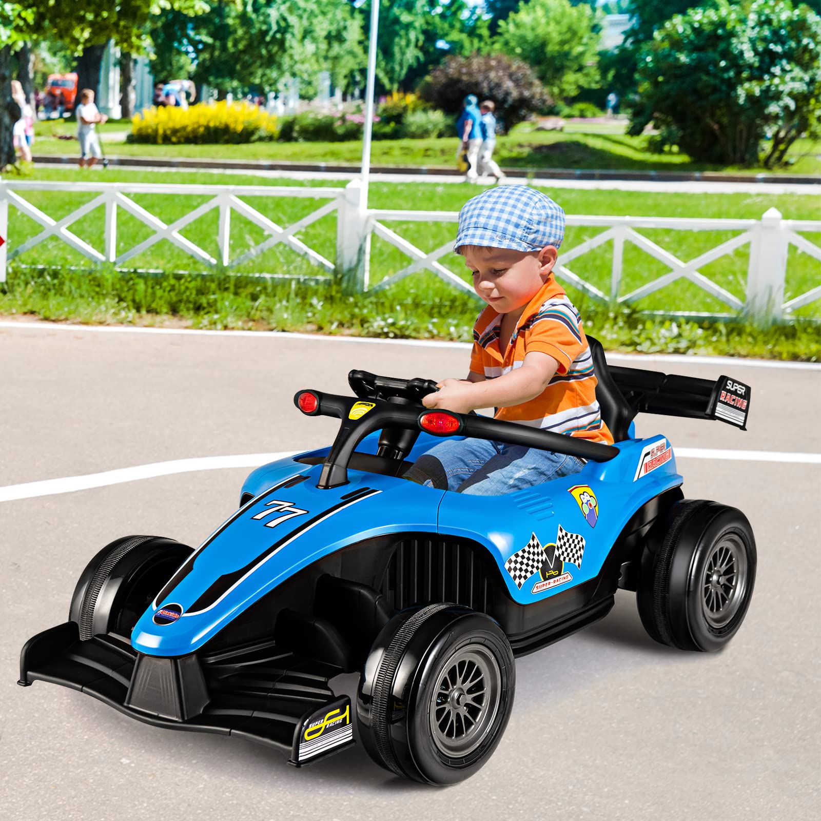 OLAKIDS Kids Ride on Car 12V F1 Racing Electric Vehicle for Toddlers with Control Remote