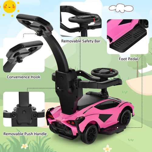 OLAKIDS 3 in 1 Ride on Push Car, Licensed Lamborghini Baby Stroller Sliding Walking Car