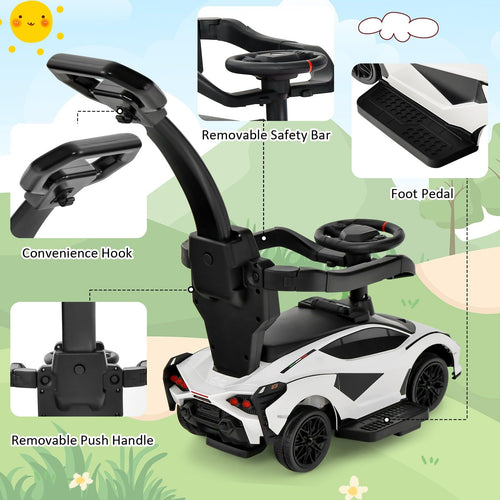 OLAKIDS 3 in 1 Ride on Push Car, Licensed Lamborghini Baby Stroller Sliding Walking Car