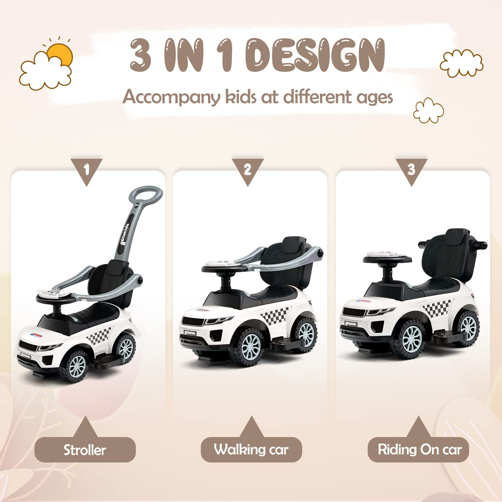 Kids walking fashion car