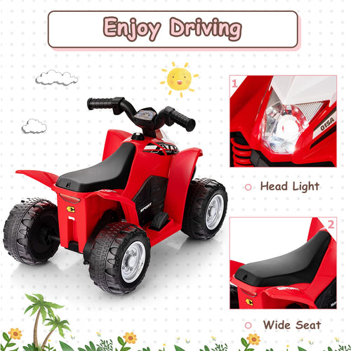 OLAKIDS Kids Ride On ATV, 6V Electric Vehicle for Toddlers, 4 Wheeler Battery Powered Motorized Quad Toy Car OLAKIDS