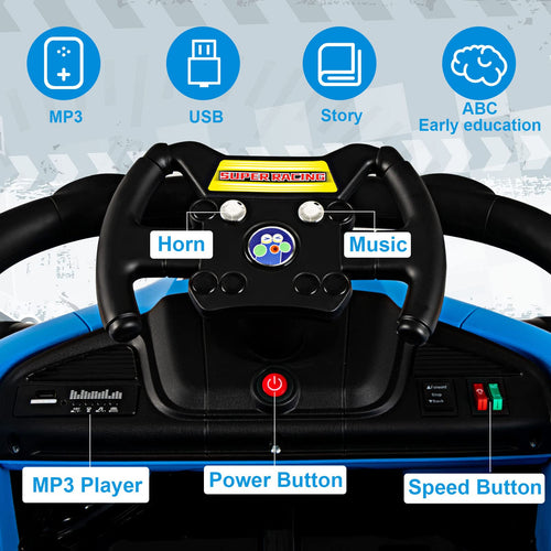 OLAKIDS ids Ride On Car, 12V F1 Racing Electric Vehicle for Toddlers with Control Remote, Battery Powered Motorized Toy with Music OLAKIDS