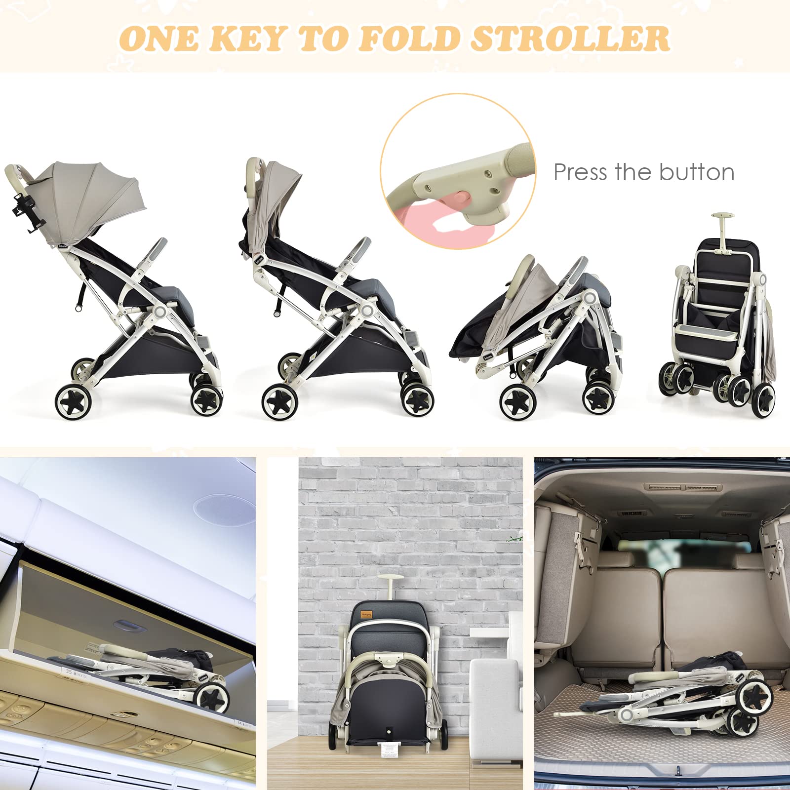 Collapsible stroller for air travel on sale