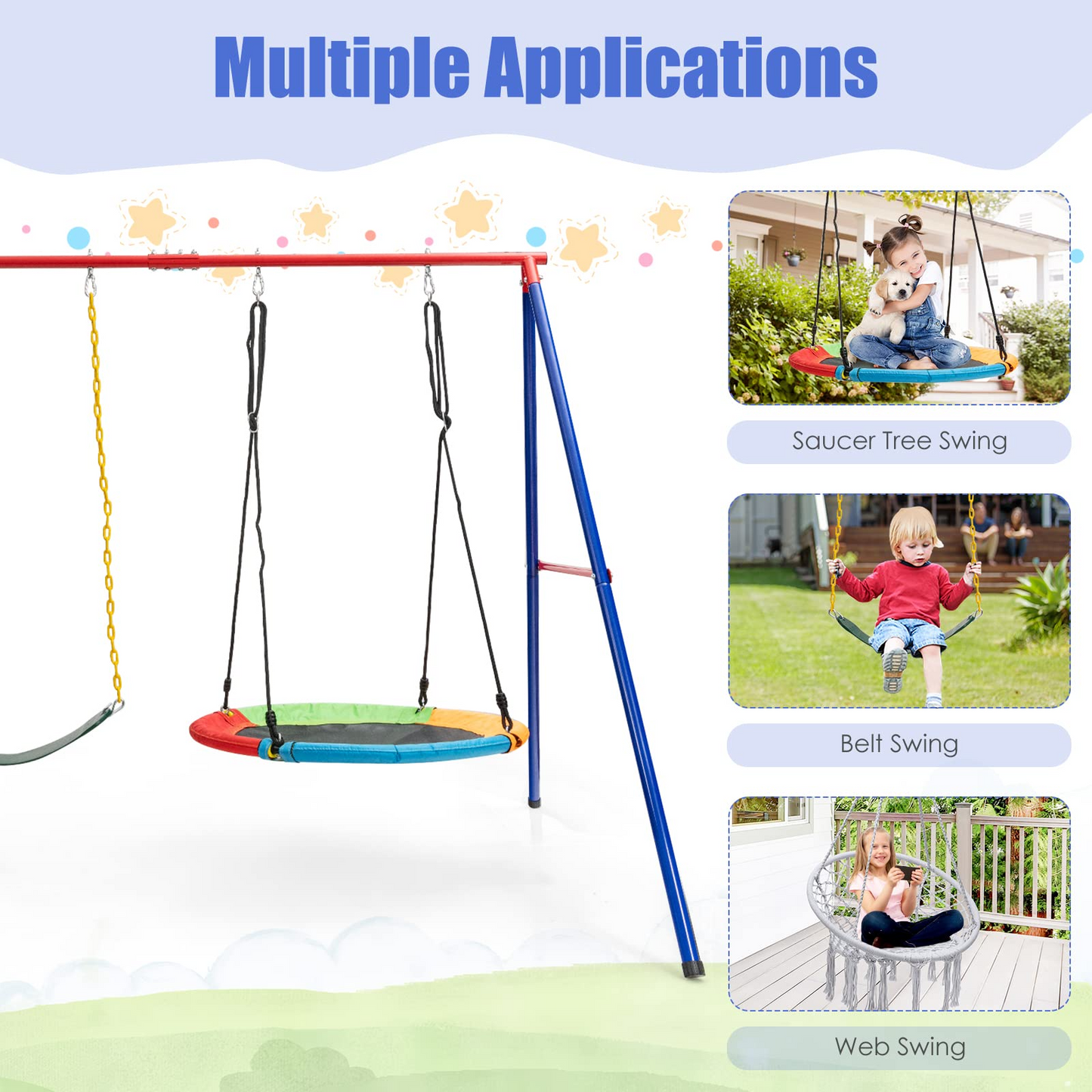 Extra Large A-Frame Swing Stand for Kids and Adult Indoor Outdoor Activity Backyard Playground OLAKIDS