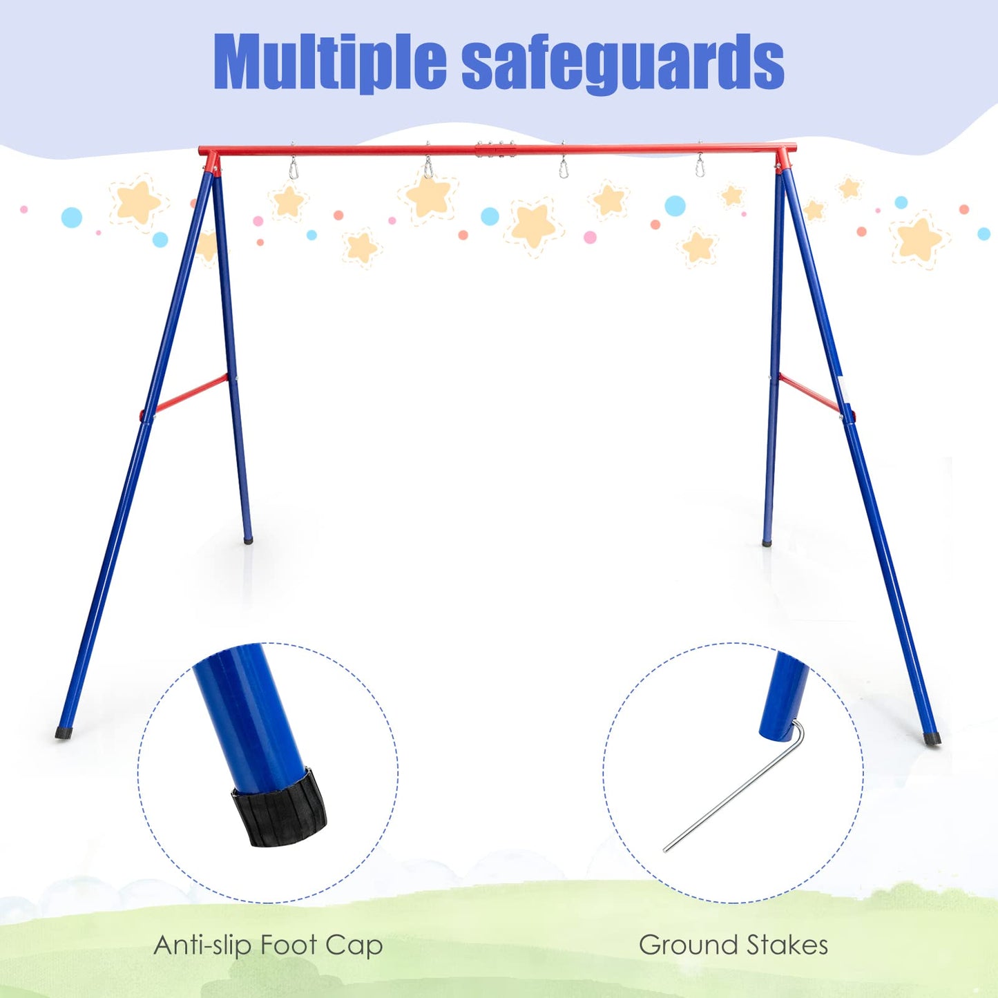 2 Seat Swing Stand Set | 550 lbs Heavy Duty Metal Swing Frame OLAKIDS