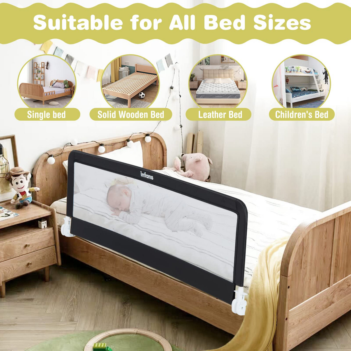 Extra long bed guard rail clearance