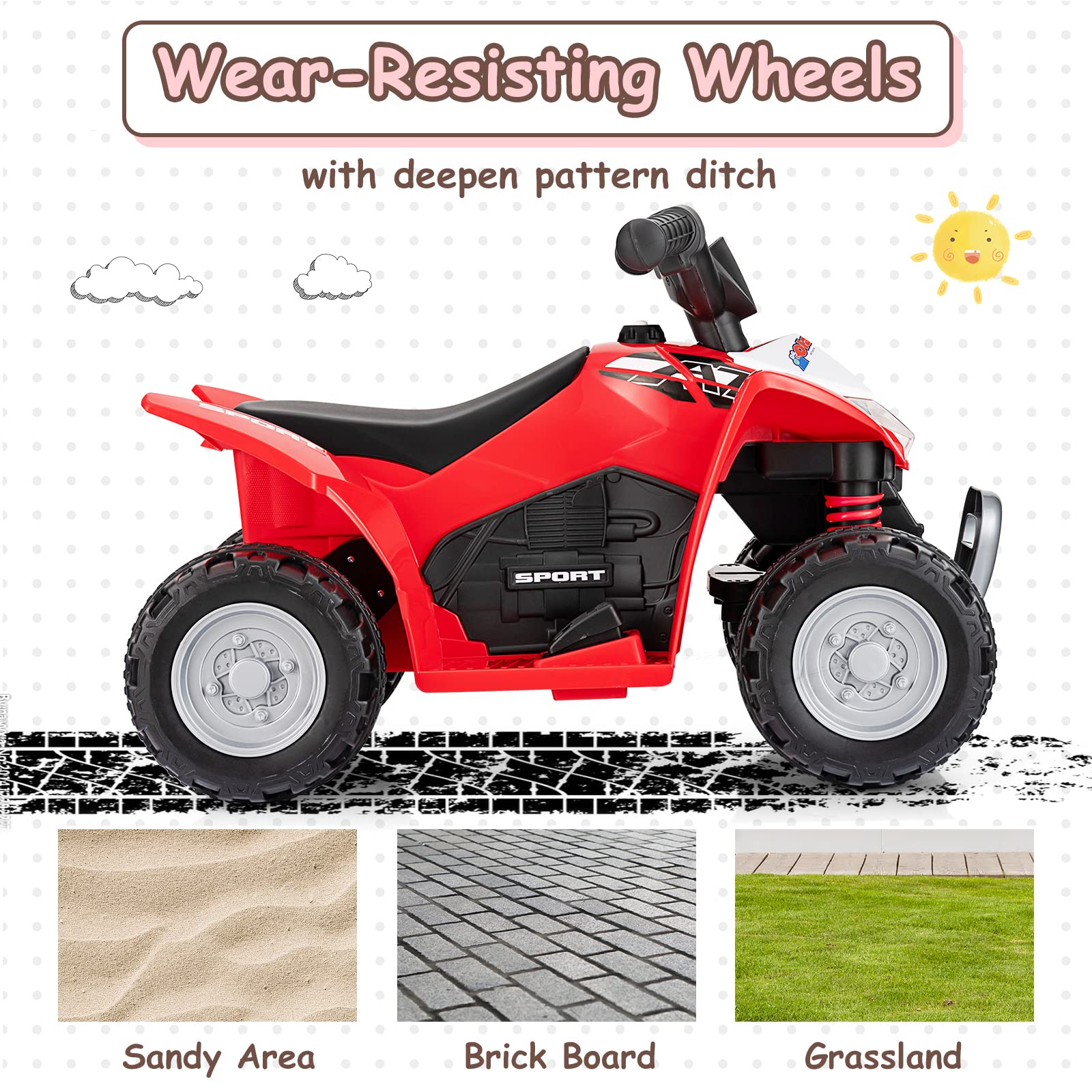 OLAKIDS Kids Ride On ATV, 6V Electric Vehicle for Toddlers, 4 Wheeler Battery Powered Motorized Quad Toy Car OLAKIDS